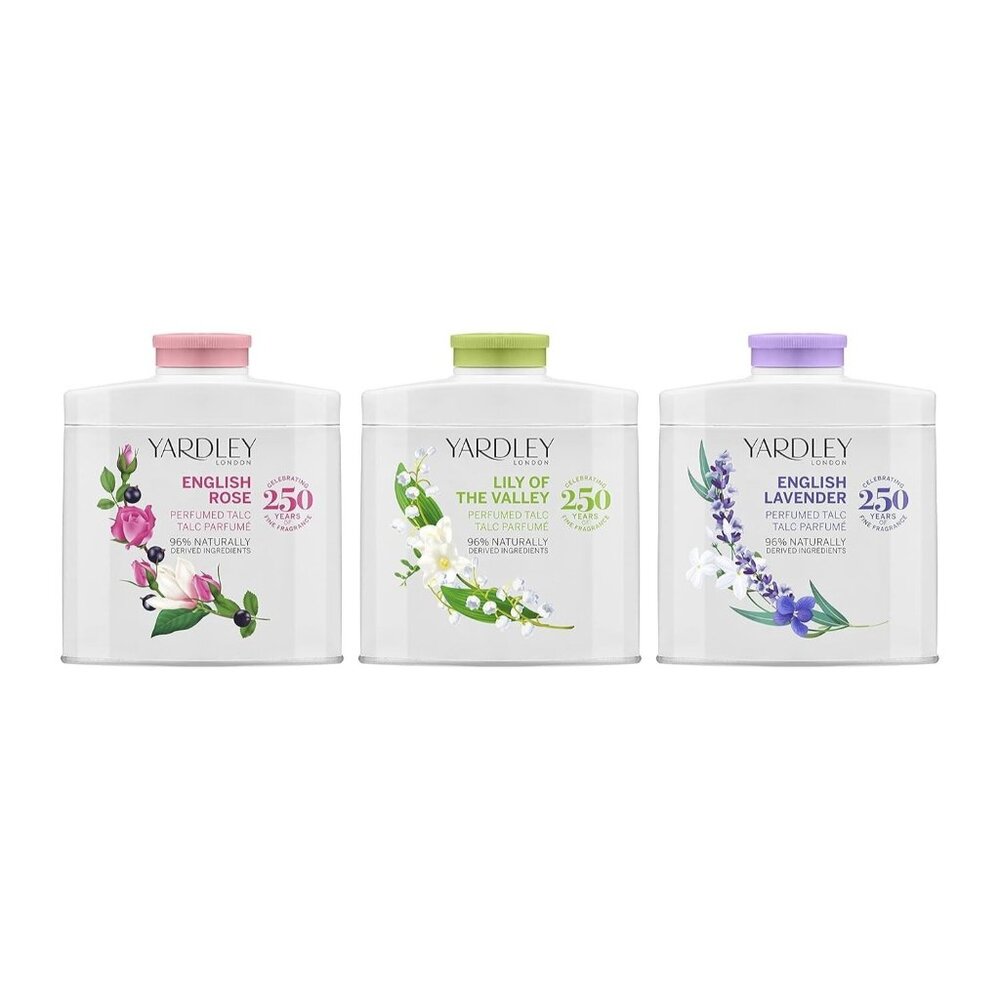 Yardley Fragranced Talc Collection English Lavender, Rose, Lily of the Valley